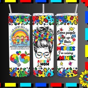 Autism Awareness MOM Tumbler with Puzzle Design